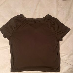 Olive Green Fitted Stretch Crop Top